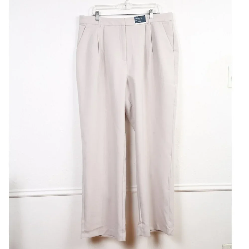 ABERCROMBIE & FITCH Curve Love Sloane Tailored Wide-Leg Ultra High-Waist…